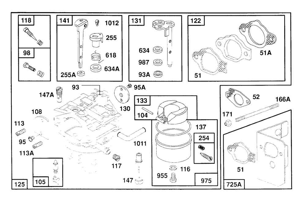 Carburetor Assembly Diagram and Parts List for 260772-0023-XX  Briggs and Stratton Engine